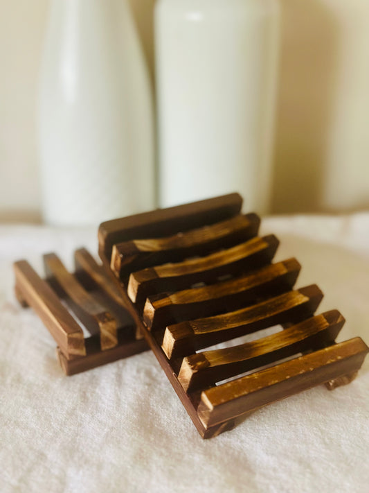 Simple Soap Dish - dark wood